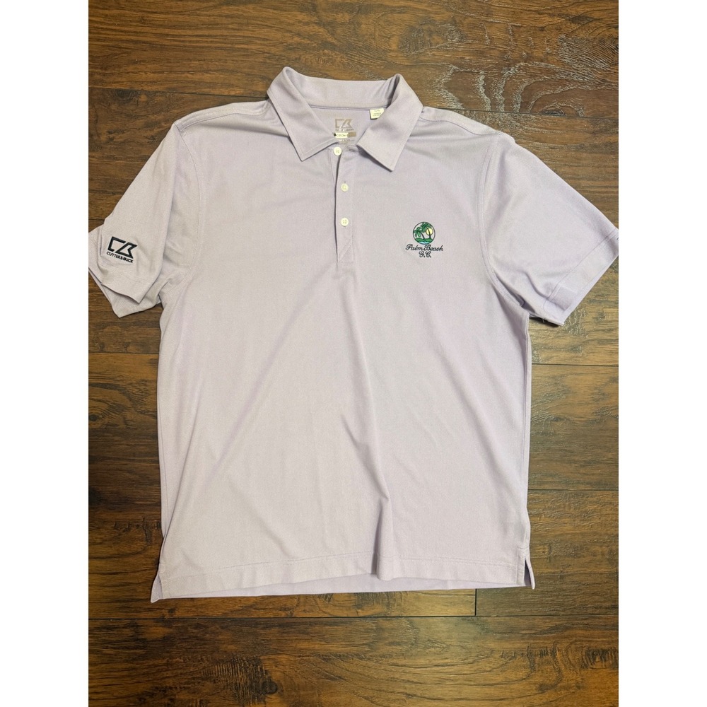 Cutter & Buck Mens CB DryTec Polo Shirt Purple Palm Beach GC Logo Size Large